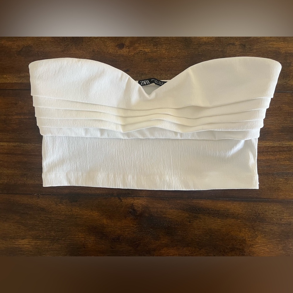 Zara White Strapless Top